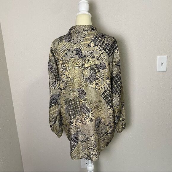 Vintage Details Express 100% Silk Button Front Floral Paisley Blouse Women's LG - Picture 2 of 16